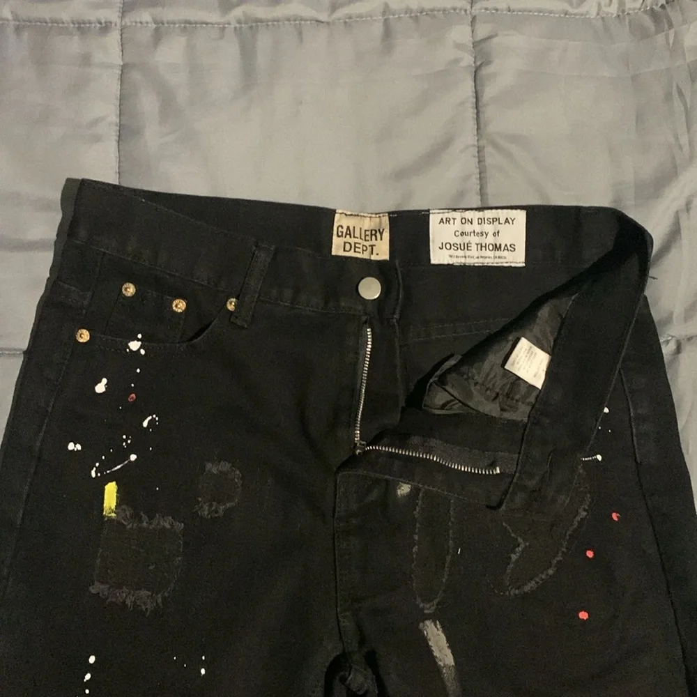 Gallery Dept Black Flared Paint Splatter Ripped Jeans Men’s 32 - Picture 2 of 4